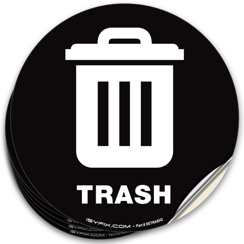 iSYFIX Trash Can Stickers Signs - 6 Pack 5 inch â€“ Premium Self-Adhesive Vinyl, Laminated for Weatherproof, UV Resistant, Perfect Label Stickers for containers, Ideal Sign for Home, Office, Kitchen - Image 1